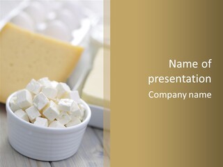 A Bowl Of Marshmallows On A Wooden Table PowerPoint Template