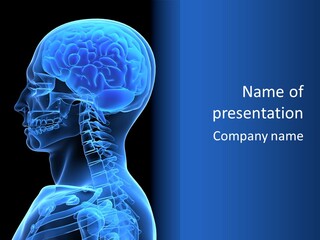A Skeleton With A Blue Background Is Shown In This Powerpoint Presentation PowerPoint Template