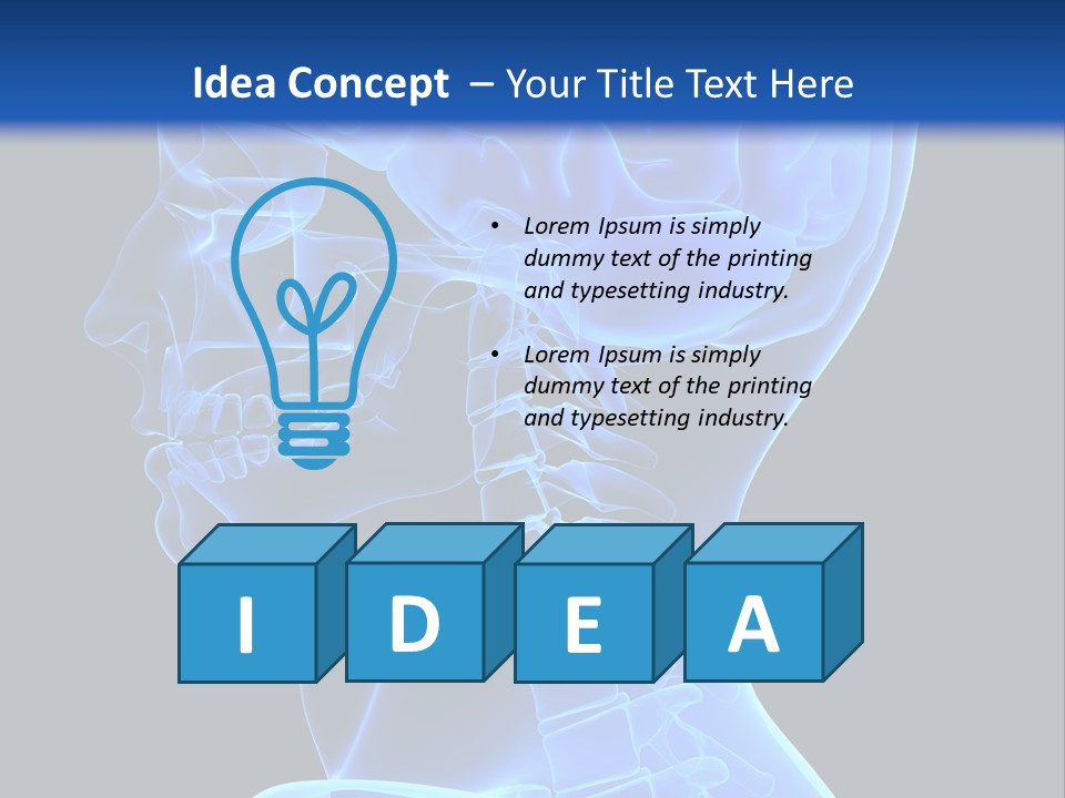 A Skeleton With A Blue Background Is Shown In This Powerpoint Presentation PowerPoint Template