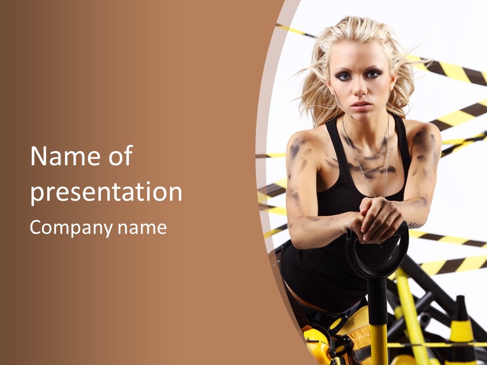 Construction Blonde Woman PowerPoint Template