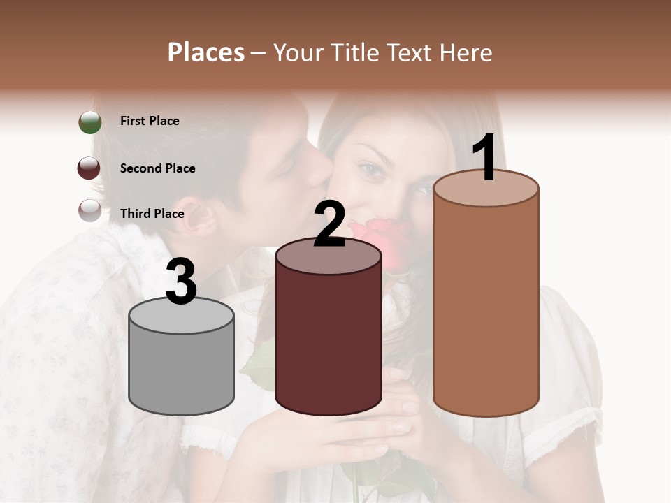 A Man Kissing A Woman With A Rose In Her Mouth PowerPoint Template