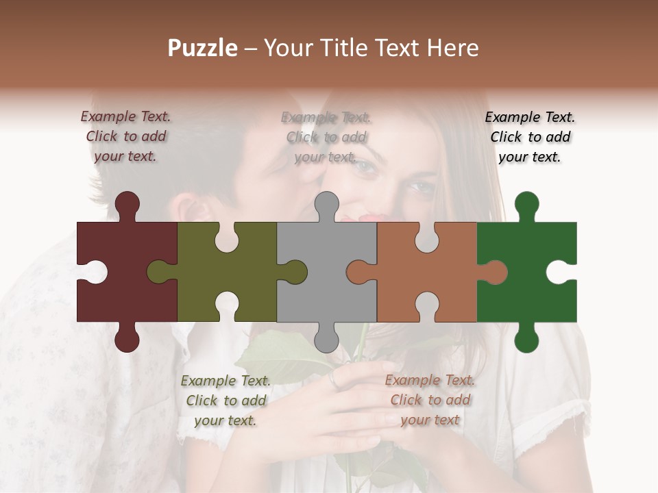 A Man Kissing A Woman With A Rose In Her Mouth PowerPoint Template