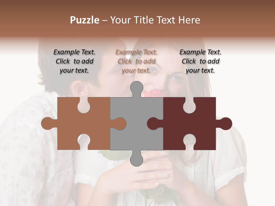 A Man Kissing A Woman With A Rose In Her Mouth PowerPoint Template