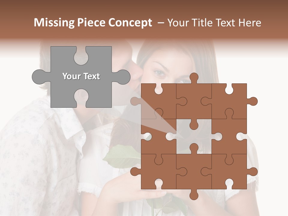 A Man Kissing A Woman With A Rose In Her Mouth PowerPoint Template