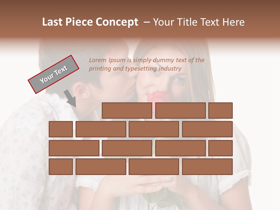 A Man Kissing A Woman With A Rose In Her Mouth PowerPoint Template