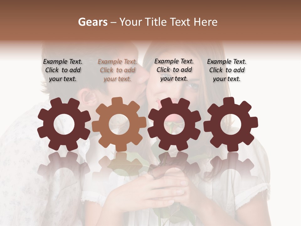 A Man Kissing A Woman With A Rose In Her Mouth PowerPoint Template