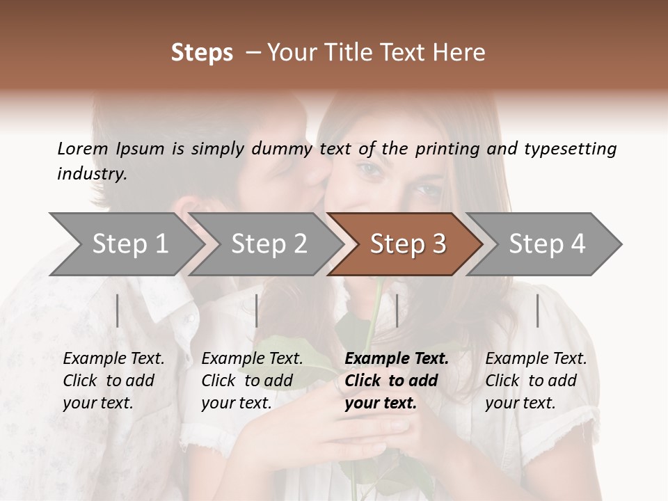 A Man Kissing A Woman With A Rose In Her Mouth PowerPoint Template