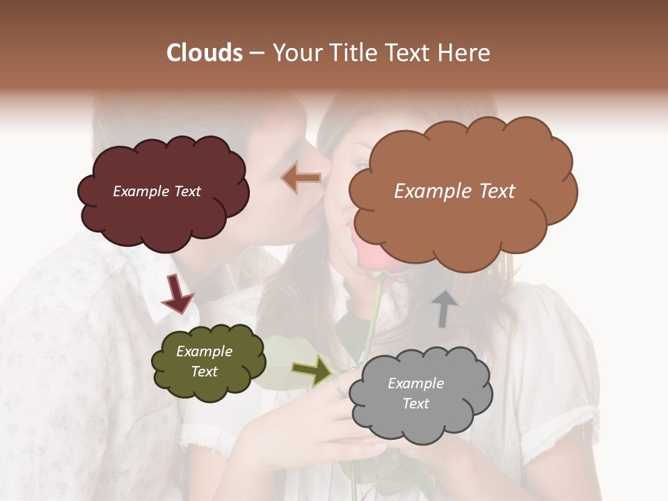 A Man Kissing A Woman With A Rose In Her Mouth PowerPoint Template