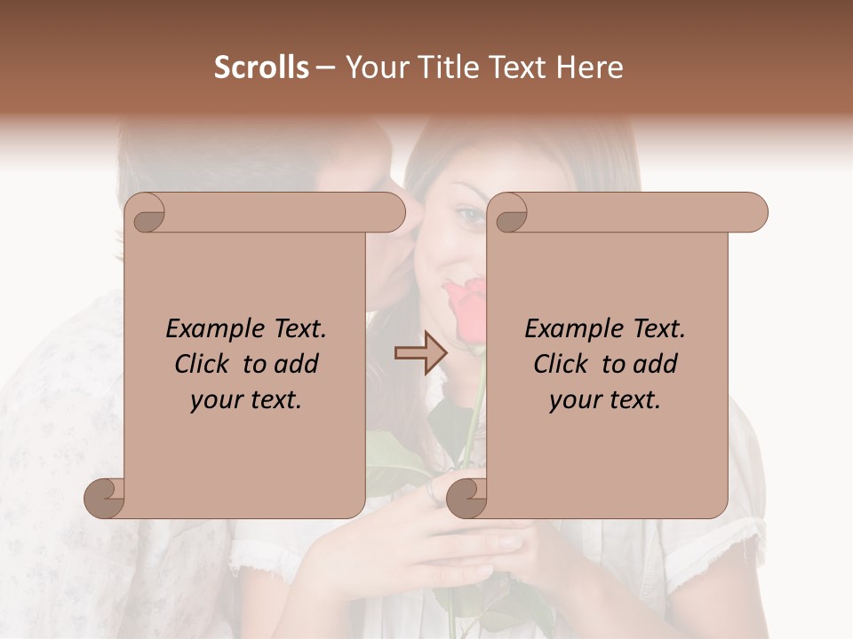 A Man Kissing A Woman With A Rose In Her Mouth PowerPoint Template