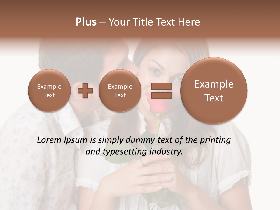 A Man Kissing A Woman With A Rose In Her Mouth PowerPoint Template