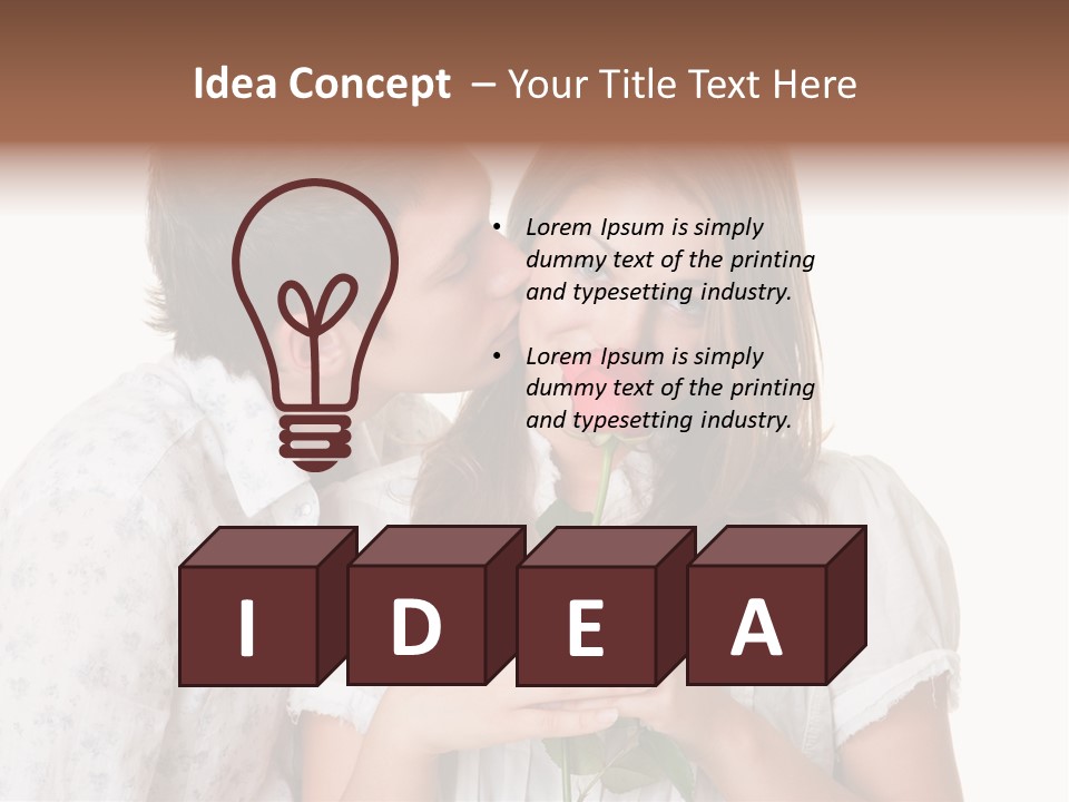 A Man Kissing A Woman With A Rose In Her Mouth PowerPoint Template