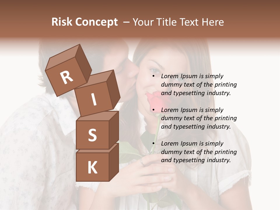 A Man Kissing A Woman With A Rose In Her Mouth PowerPoint Template