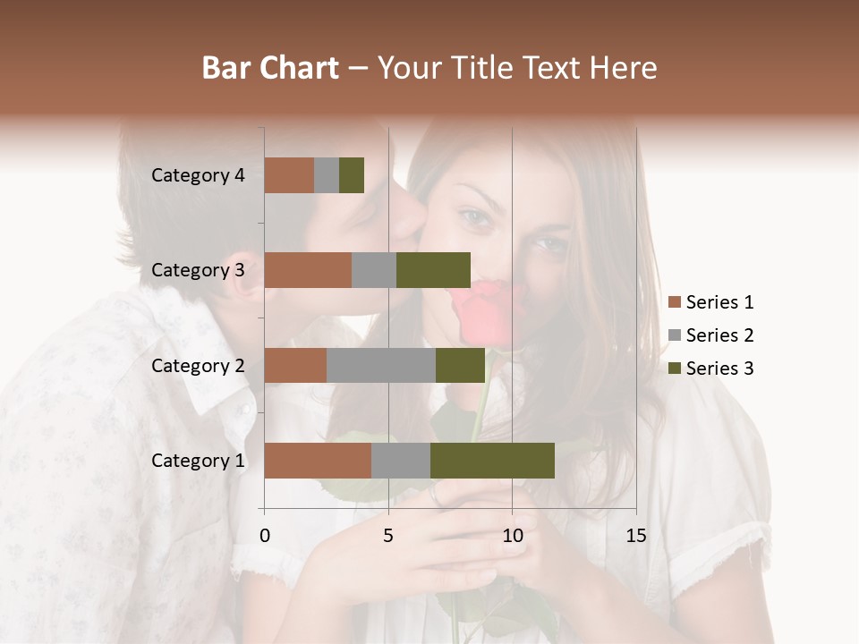 A Man Kissing A Woman With A Rose In Her Mouth PowerPoint Template