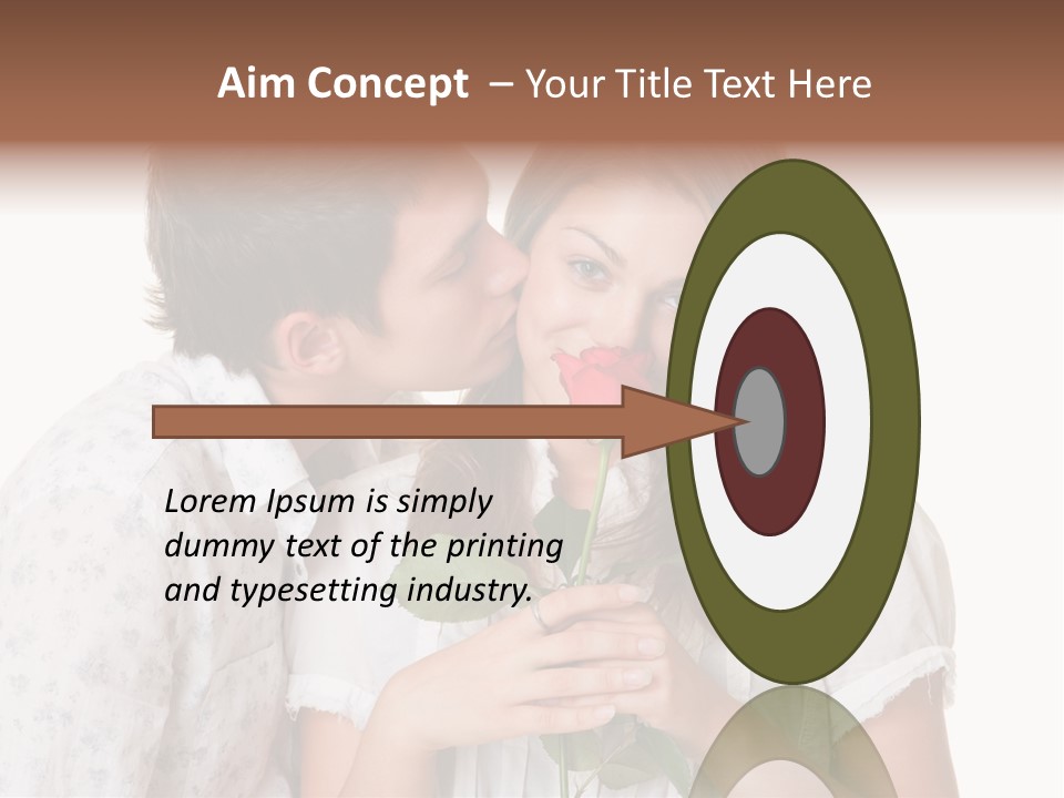 A Man Kissing A Woman With A Rose In Her Mouth PowerPoint Template