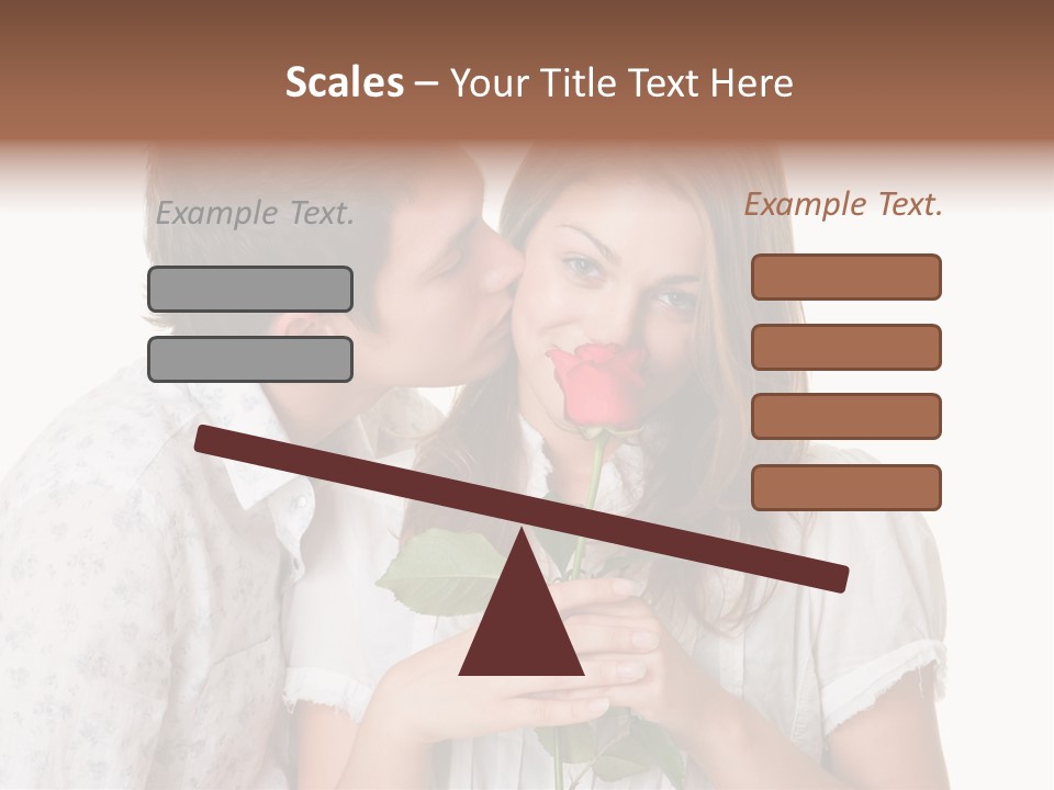 A Man Kissing A Woman With A Rose In Her Mouth PowerPoint Template