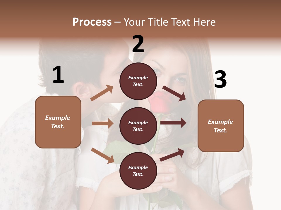A Man Kissing A Woman With A Rose In Her Mouth PowerPoint Template