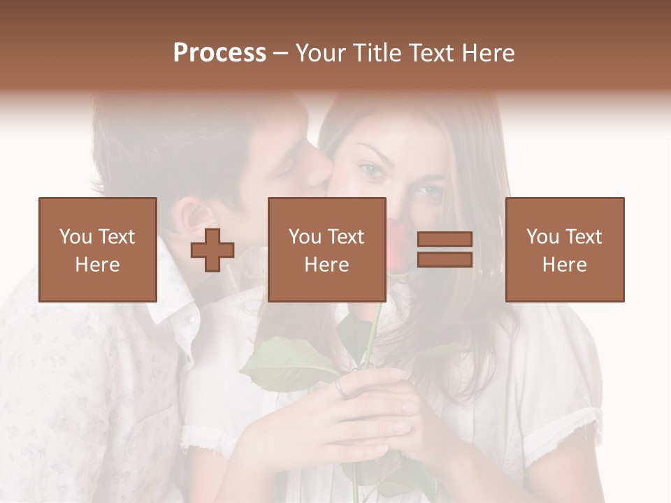 A Man Kissing A Woman With A Rose In Her Mouth PowerPoint Template