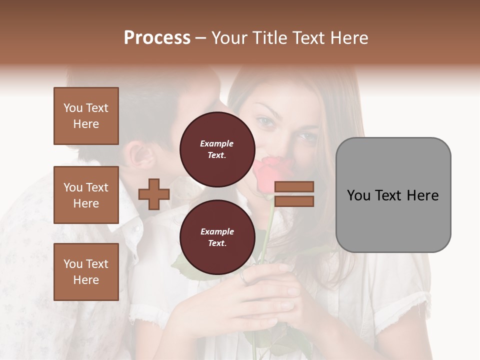 A Man Kissing A Woman With A Rose In Her Mouth PowerPoint Template