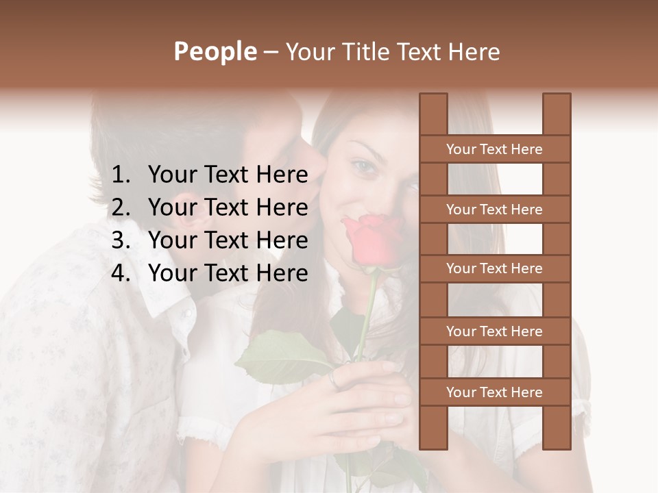 A Man Kissing A Woman With A Rose In Her Mouth PowerPoint Template
