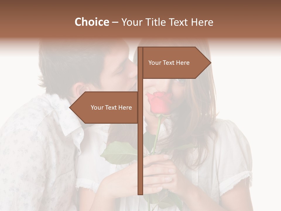 A Man Kissing A Woman With A Rose In Her Mouth PowerPoint Template