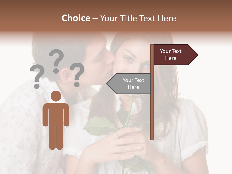 A Man Kissing A Woman With A Rose In Her Mouth PowerPoint Template