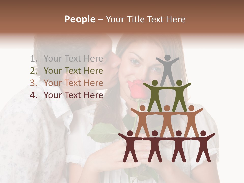 A Man Kissing A Woman With A Rose In Her Mouth PowerPoint Template