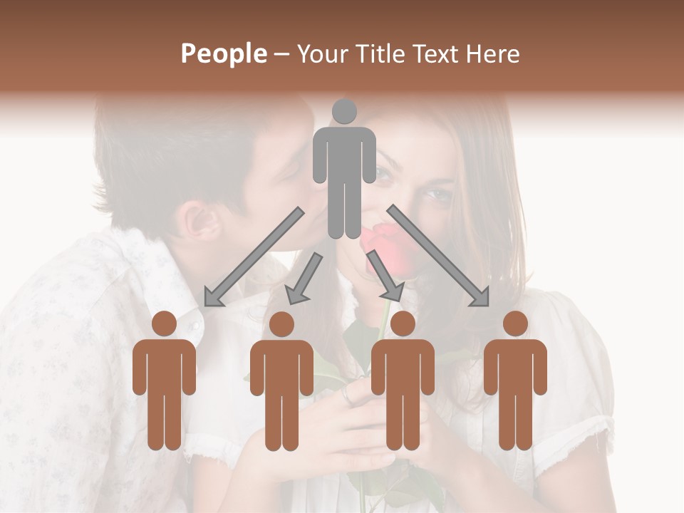 A Man Kissing A Woman With A Rose In Her Mouth PowerPoint Template