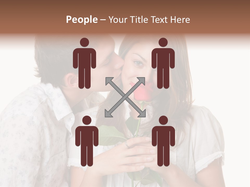 A Man Kissing A Woman With A Rose In Her Mouth PowerPoint Template