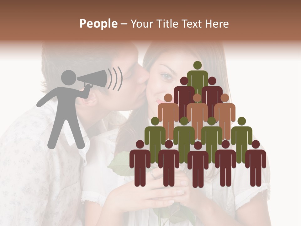 A Man Kissing A Woman With A Rose In Her Mouth PowerPoint Template
