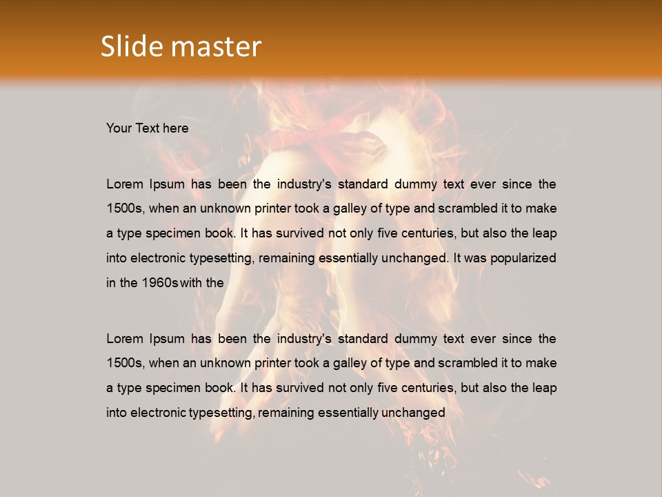 A Picture Of A Hand With Fire Coming Out Of It PowerPoint Template