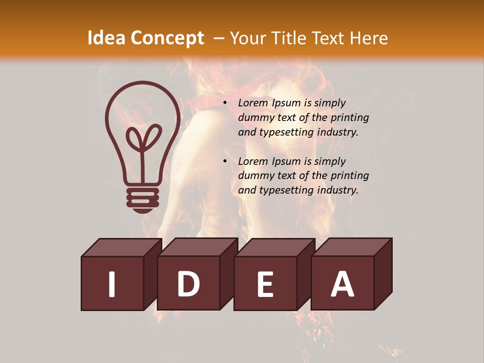 A Picture Of A Hand With Fire Coming Out Of It PowerPoint Template