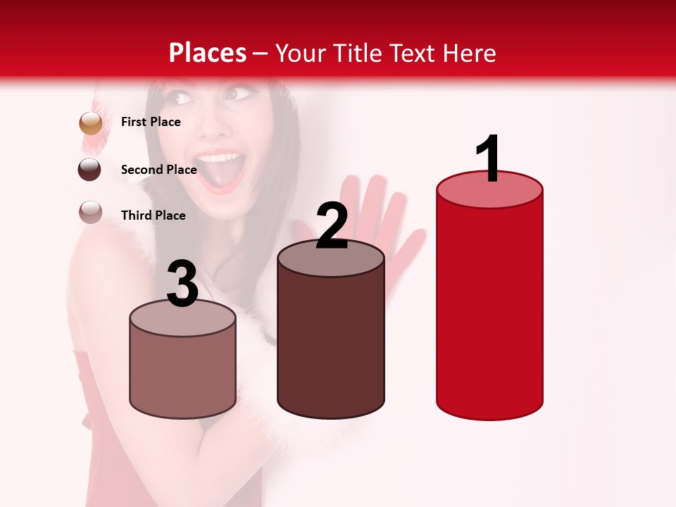 A Woman Wearing A Santa Hat And Red Gloves PowerPoint Template