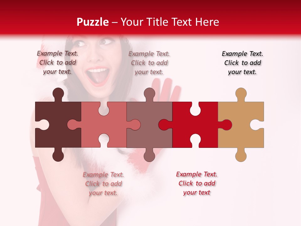 A Woman Wearing A Santa Hat And Red Gloves PowerPoint Template