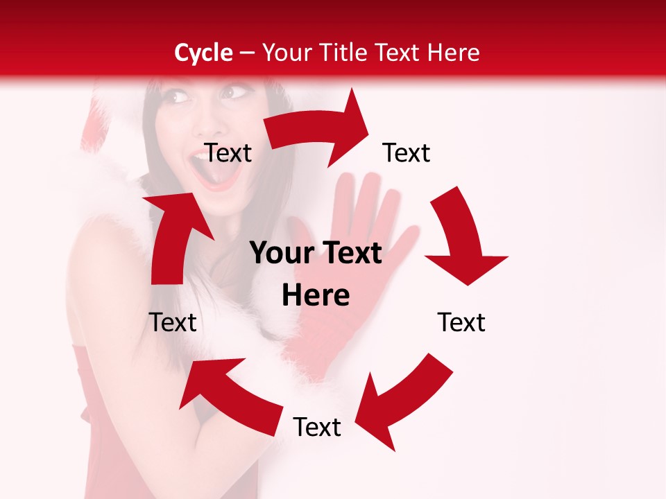 A Woman Wearing A Santa Hat And Red Gloves PowerPoint Template