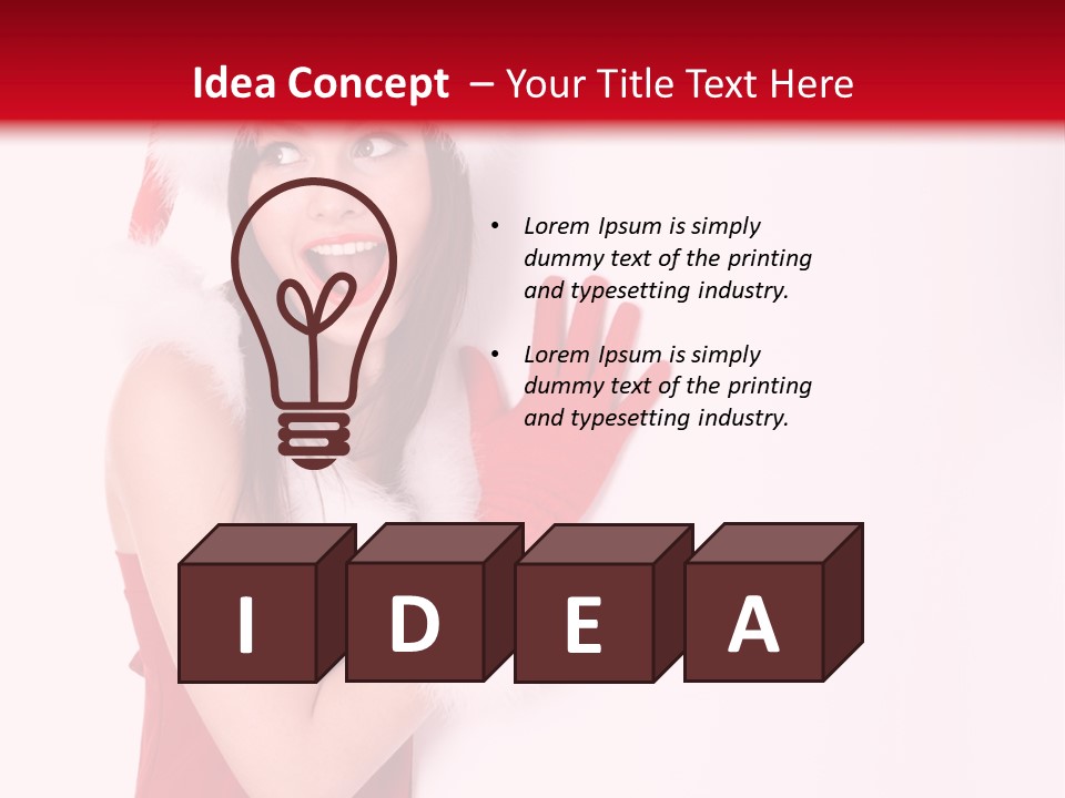 A Woman Wearing A Santa Hat And Red Gloves PowerPoint Template