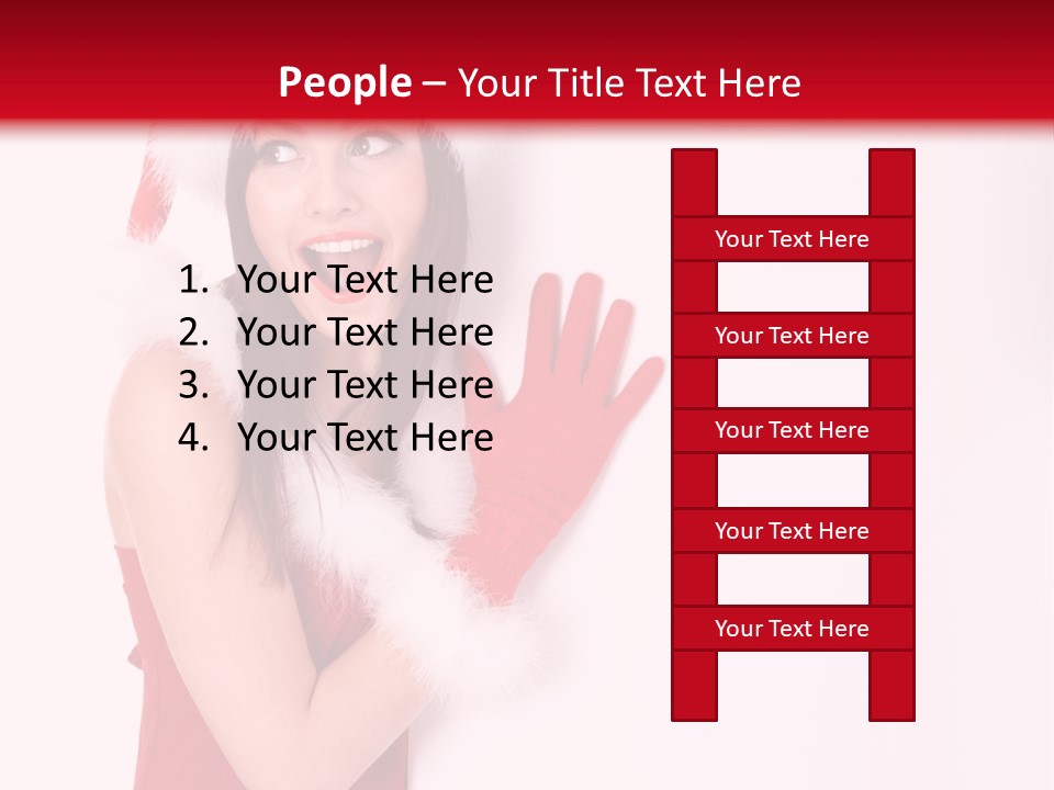 A Woman Wearing A Santa Hat And Red Gloves PowerPoint Template