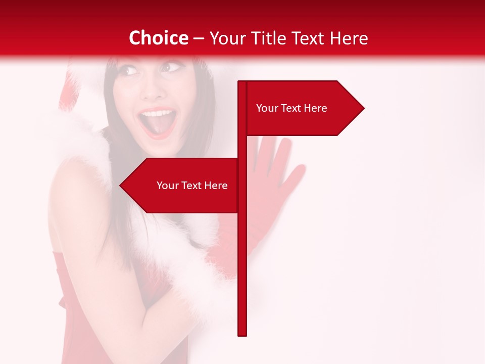 A Woman Wearing A Santa Hat And Red Gloves PowerPoint Template