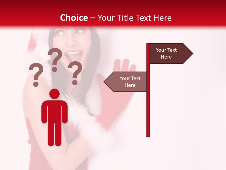 A Woman Wearing A Santa Hat And Red Gloves PowerPoint Template