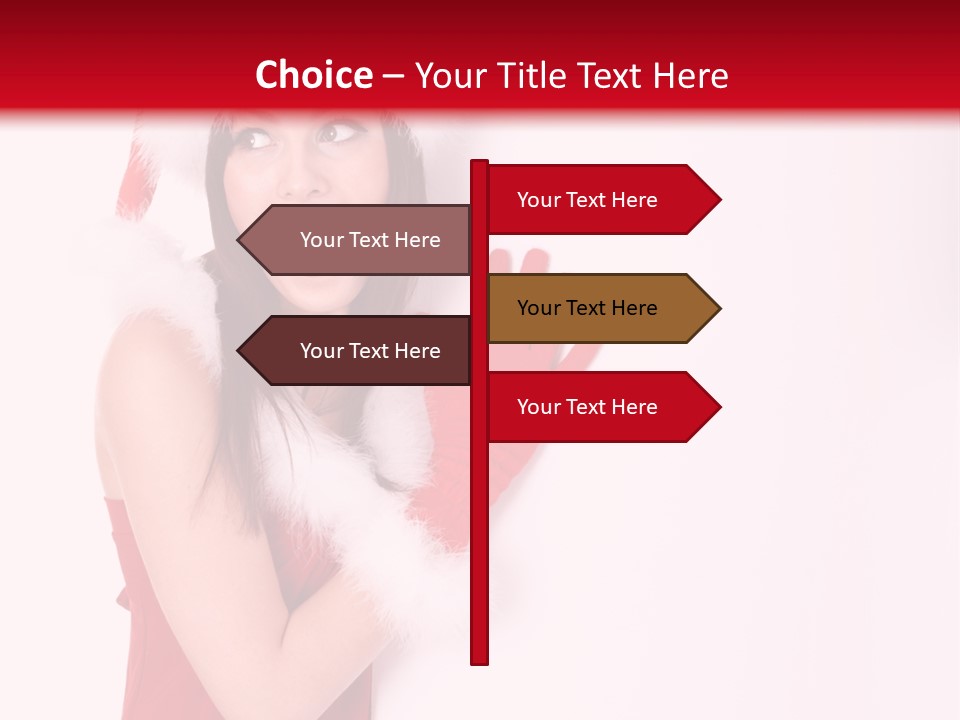 A Woman Wearing A Santa Hat And Red Gloves PowerPoint Template