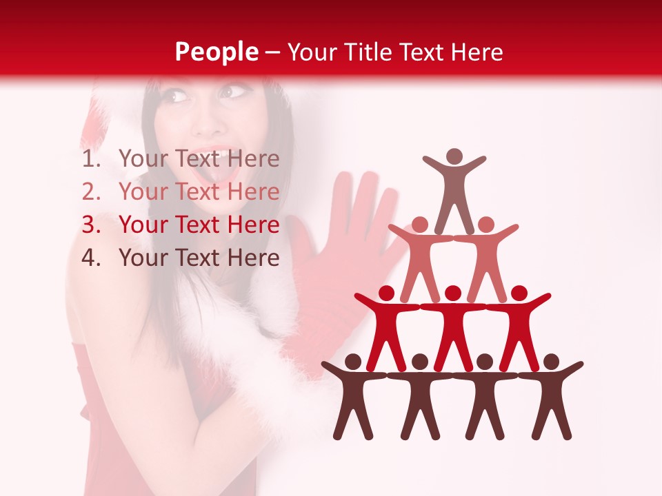 A Woman Wearing A Santa Hat And Red Gloves PowerPoint Template
