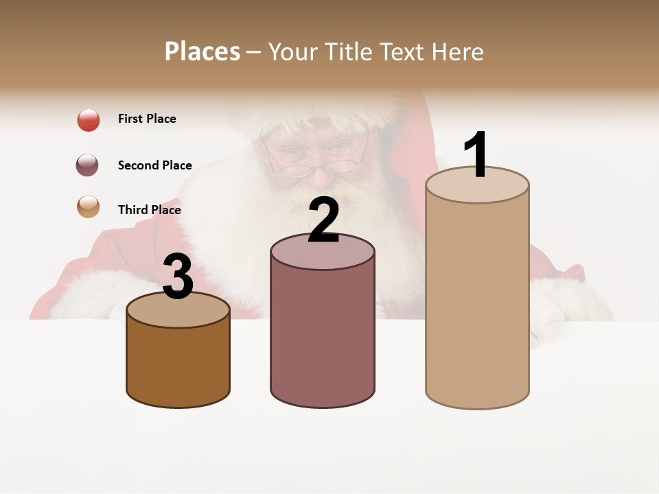 A Man Dressed As Santa Claus Holding A Sign PowerPoint Template