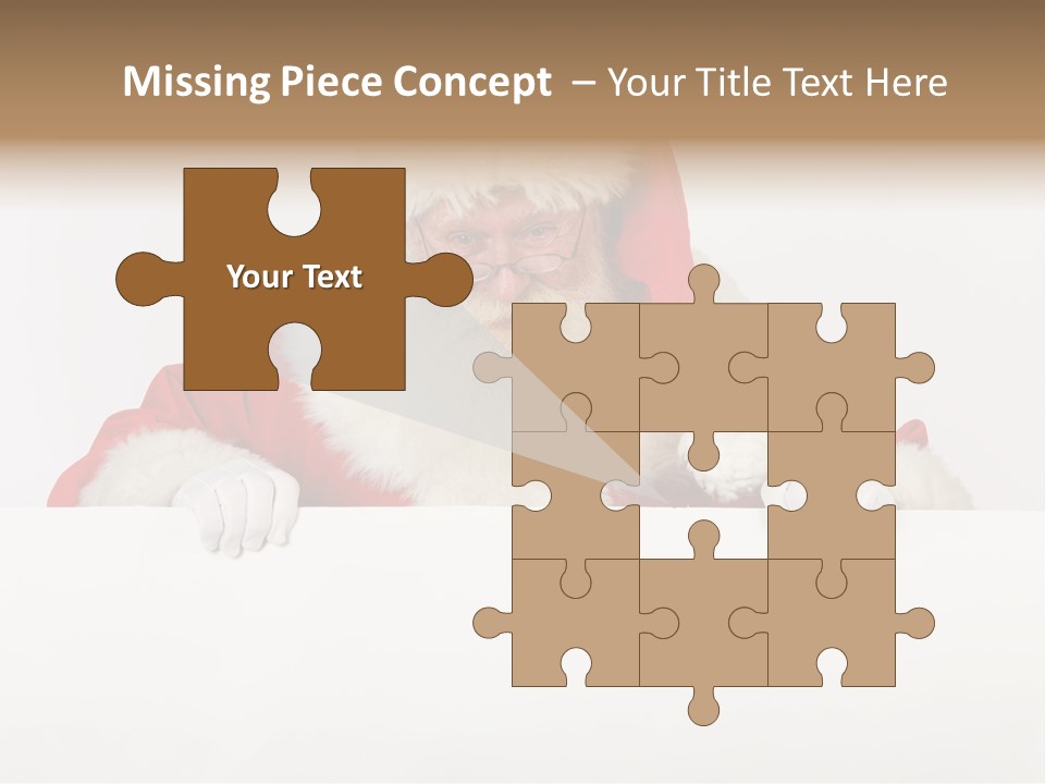 A Man Dressed As Santa Claus Holding A Sign PowerPoint Template