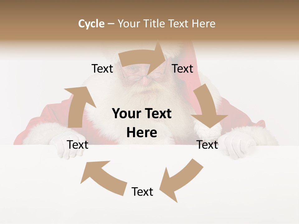 A Man Dressed As Santa Claus Holding A Sign PowerPoint Template