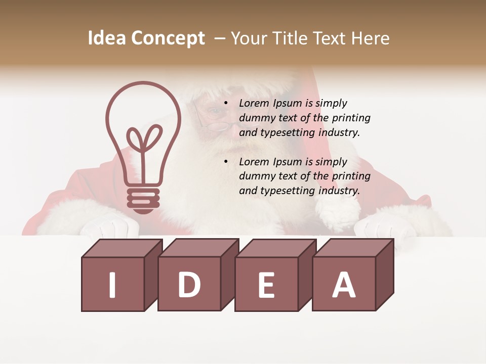 A Man Dressed As Santa Claus Holding A Sign PowerPoint Template