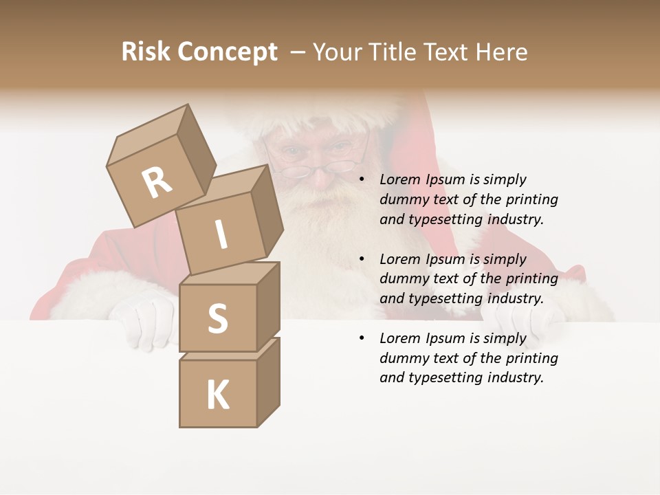 A Man Dressed As Santa Claus Holding A Sign PowerPoint Template