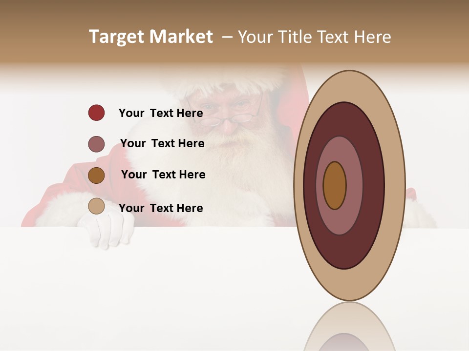 A Man Dressed As Santa Claus Holding A Sign PowerPoint Template
