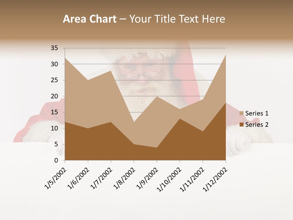 A Man Dressed As Santa Claus Holding A Sign PowerPoint Template