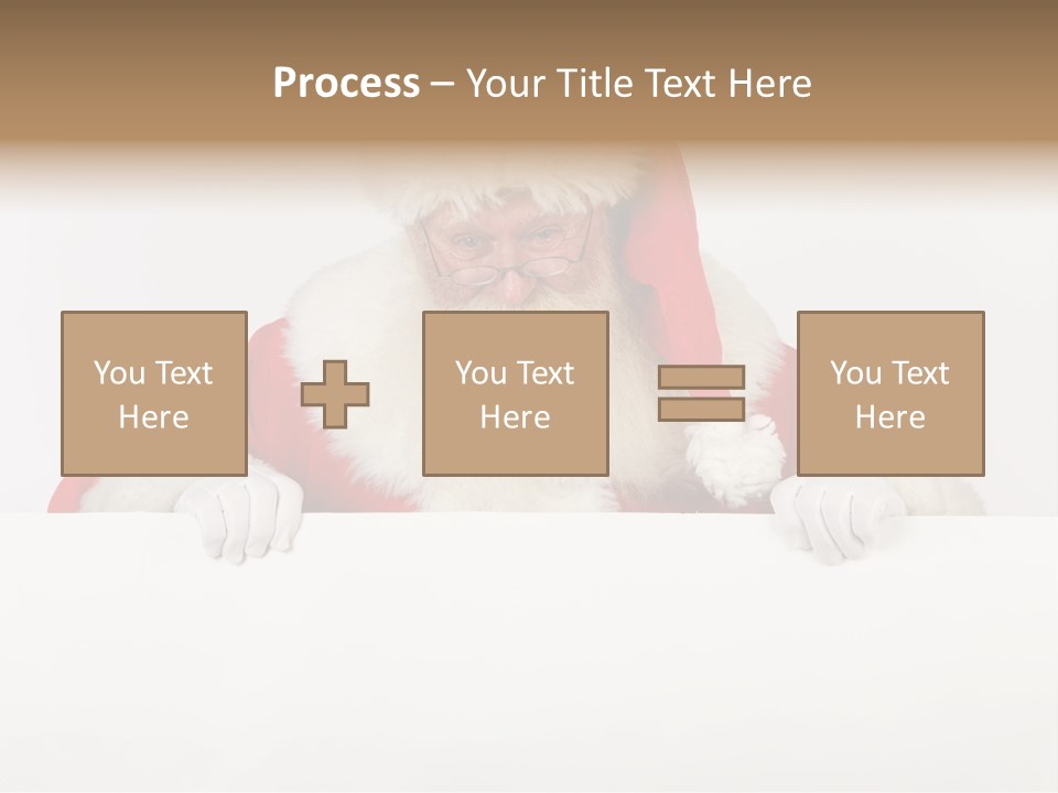 A Man Dressed As Santa Claus Holding A Sign PowerPoint Template