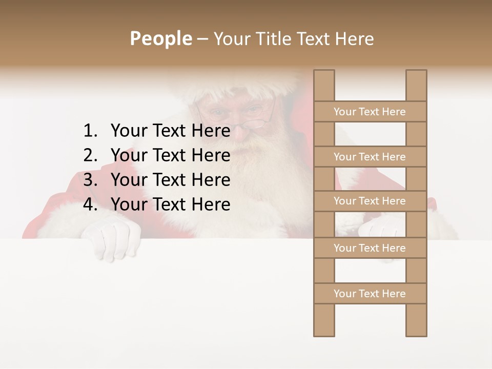 A Man Dressed As Santa Claus Holding A Sign PowerPoint Template