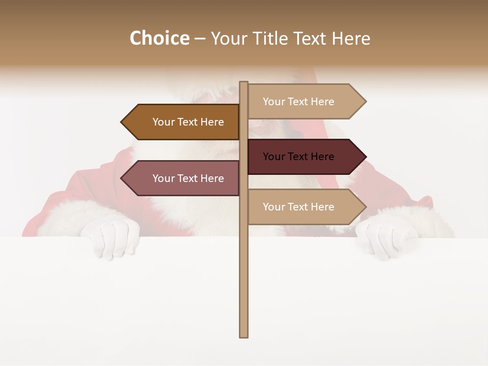 A Man Dressed As Santa Claus Holding A Sign PowerPoint Template
